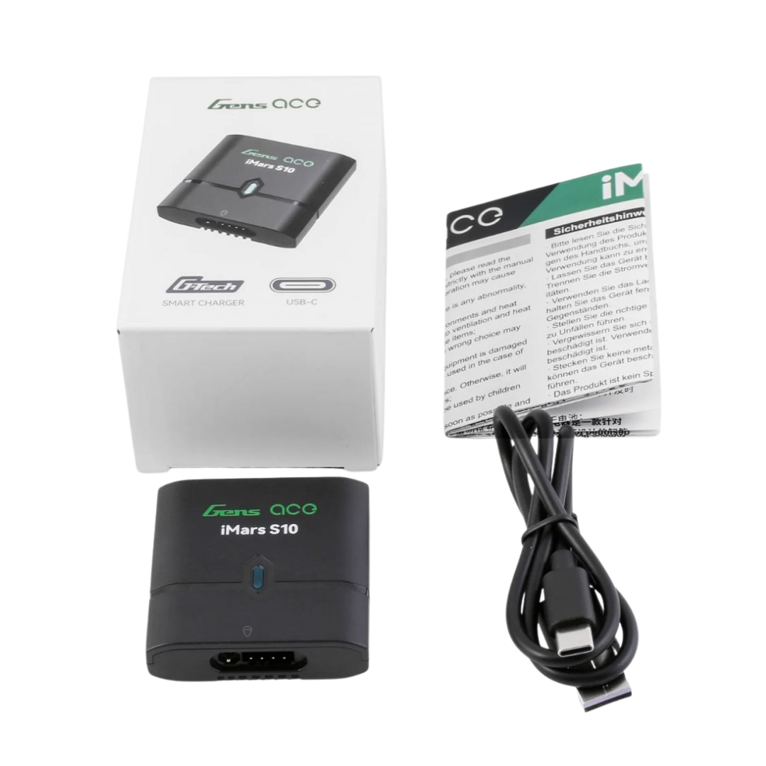 Gens ace iMars S10 G-Tech Portable Airsoft LiPo Charger (2S–3S, USB-C) Model: GEAS10-EB